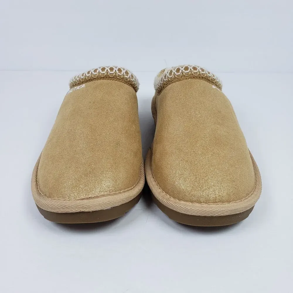 Nautica Darja Girls Size 1Y Gold Tan Slip On Casual Mule Slipper Shoes